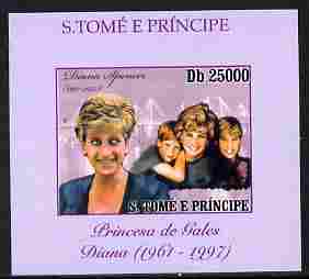 St Thomas & Prince Islands 2010 Diana Princess of Wales #3 with the Princes individual imperf deluxe sheet unmounted mint. Note this item is privately produced and is offered purely on its thematic appeal, stamps on personalities, stamps on diana, stamps on royalty, stamps on william, stamps on harry