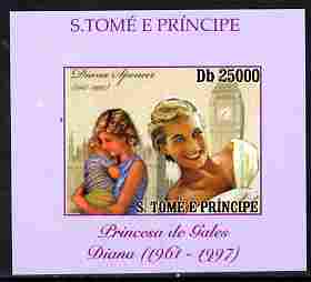St Thomas & Prince Islands 2010 Diana Princess of Wales #4 with Big Ben individual imperf deluxe sheet unmounted mint. Note this item is privately produced and is offered..., stamps on personalities, stamps on diana, stamps on royalty, stamps on clocks, stamps on london
