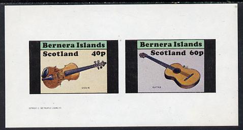 Bernera 1982 Musical Instruments imperf set of 2 values (40p violin & 60p guitar) unmounted mint, stamps on music, stamps on guitar, stamps on musical instruments