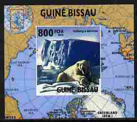 Guinea - Bissau 2010 Global Warming #2 - Polar Bear individual imperf deluxe sheet unmounted mint. Note this item is privately produced and is offered purely on its thema..., stamps on environment, stamps on animals, stamps on weather, stamps on polar, stamps on maps, stamps on bears