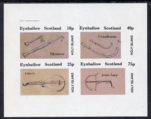 Eynhallow 1982 Early Musical Instruments imperf set of 4 values unmounted mint, stamps on music, stamps on musical instruments