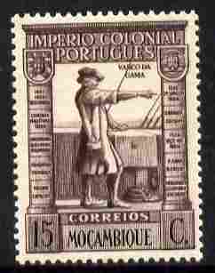 Mozambique 1938 Vasco da Gama 15c brown-purple & black unmounted mint SG354, stamps on explorers
