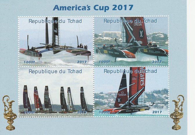 Chad 2017 Americas Cup perf sheetlet containing 4 values unmounted mint. Note this item is privately produced and is offered purely on its thematic appeal. . , stamps on ships, stamps on sport