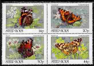 Steep Holm 1981 Butterflies perf set of 4 unmounted mint Rosen SP5-8 (16,000 sets produced), stamps on butterflies