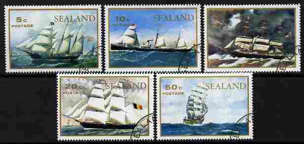 Sealand 1970 Paintings of ships perf set of 5 fine cto used, stamps on ships, stamps on arts