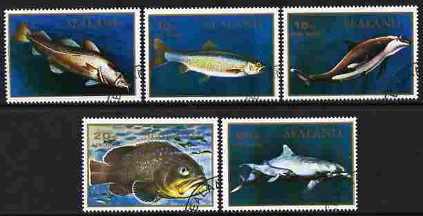 Sealand 1970 Fish perf set of 5 fine cto used, stamps on fish, stamps on marine life
