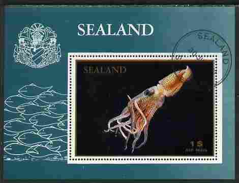 Sealand 1970 Fish $1 perf m/sheet fine cto used, stamps on , stamps on  stamps on fish, stamps on  stamps on marine life