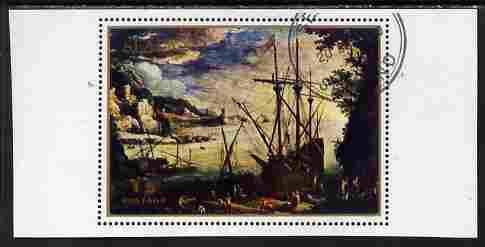 Sealand 1970 Seascapes $1 perf proof of m/sheet as issued but with white background, fine cto used, stamps on ships, stamps on arts