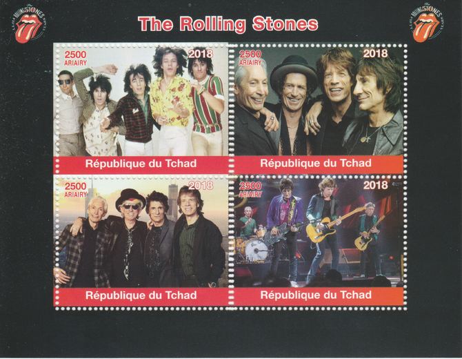 Madagascar 2018 Rolling Stones perf sheetlet containing 4 values unmounted mint. Note this item is privately produced and is offered purely on its thematic appeal., stamps on , stamps on  stamps on music, stamps on  stamps on pops, stamps on  stamps on rock, stamps on  stamps on stones