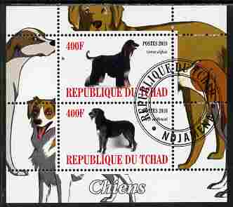 Chad 2010 Dogs #3 perf sheetlet containing 2 values fine cto used, stamps on dogs
