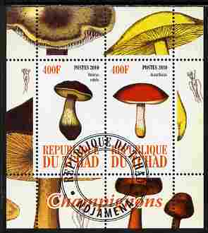 Chad 2010 Mushrooms #1 perf sheetlet containing 2 values fine cto used, stamps on fungi