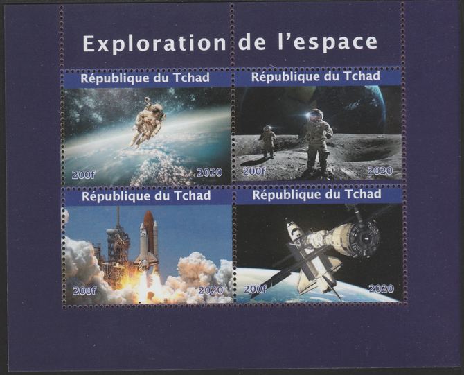 Chad 2020 Space Exploration perf sheetlet containing 4 values unmounted mint, stamps on space