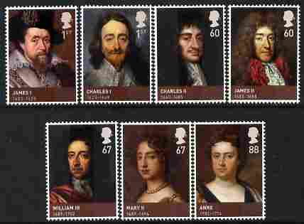 Great Britain 2010 The House of Stuarts perf set of 7 unmounted mint , stamps on , stamps on  stamps on royalty