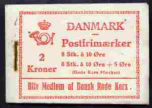 Denmark 1939 Numeral & Queen Alexandrine 2k booklet, rusting around staple otherwise complete and fine SG SB21, stamps on royalty, stamps on red cross