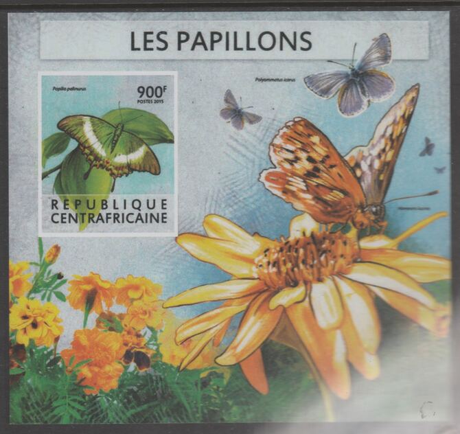 Central African Republic 2015 Butterflies #8 imperf s/sheet unmounted mint. Note this item is privately produced and is offered purely on its thematic appeal, stamps on butterflies, stamps on 
