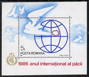 Rumania 1986 Int Year of Peace m/sheet, Mi BL 228, stamps on , stamps on  stamps on human-rights    peace