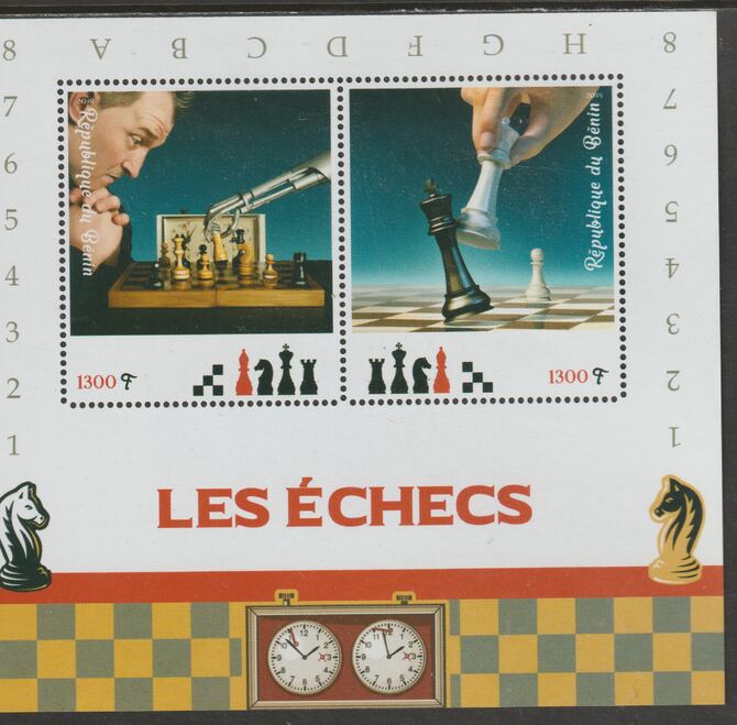 Benin 2019 Chess perf sheet containing two values unmounted mint, stamps on chess, stamps on clocks