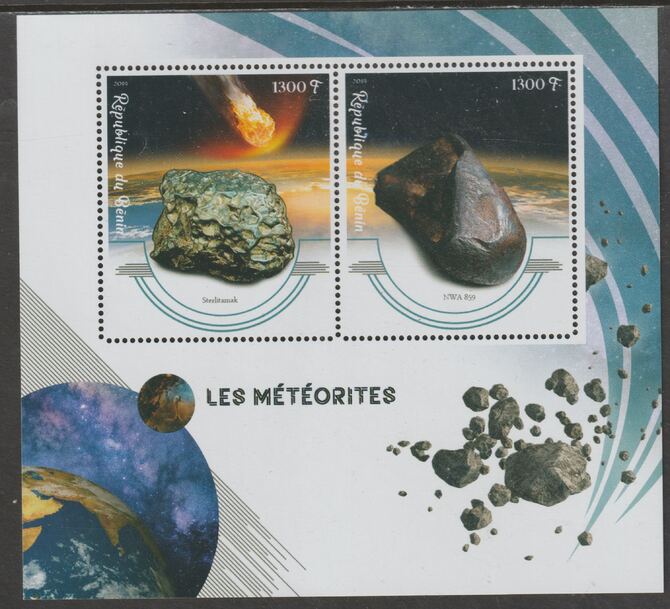 Benin 2019 Meteorites perf sheet containing two values unmounted mint, stamps on , stamps on  stamps on space, stamps on  stamps on meteorites