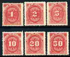 Nicaragua 1899 Postage Due complete set of 6 values unmounted mint SG D137-42, stamps on postage due