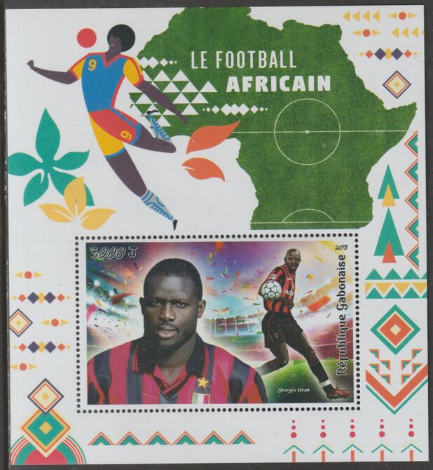 Gabon 2018 Football perf m/sheet containing one value unmounted mint, stamps on football