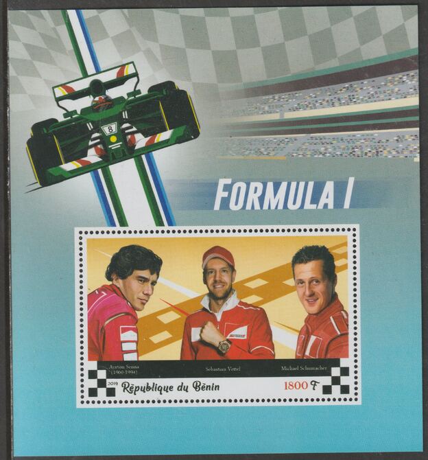 Benin 2019 Formula 1 perf m/sheet containing one value unmounted mint, stamps on formula 1, stamps on  f1 , stamps on cars