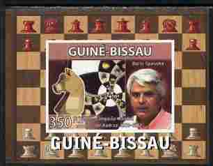 Guinea - Bissau 2008 Chess Champions - Boris Spassky individual imperf deluxe sheetlet unmounted mint. Note this item is privately produced and is offered purely on its thematic appeal , stamps on personalities, stamps on chess