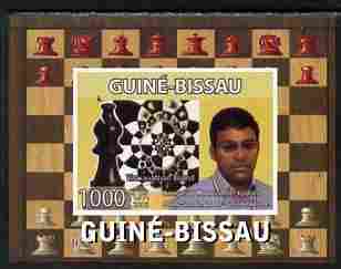 Guinea - Bissau 2008 Chess Champions - Wiswanathan Anand individual imperf deluxe sheetlet unmounted mint. Note this item is privately produced and is offered purely on its thematic appeal , stamps on personalities, stamps on chess