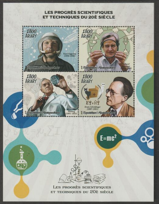 Madagascar 2019 20th Century Technological Achievements  perf sheet containing four values unmounted mint, stamps on science, stamps on personalities