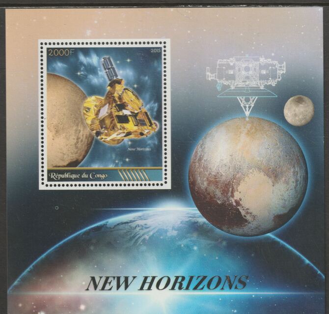 Congo 2015 Space - New Horizons #1 perf sheet containing one value unmounted mint, stamps on , stamps on  stamps on space, stamps on  stamps on 