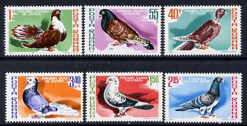 Rumania 1981 Pigeons set of 6 unmounted mint, Mi 3777-82*, stamps on birds, stamps on pigeons
