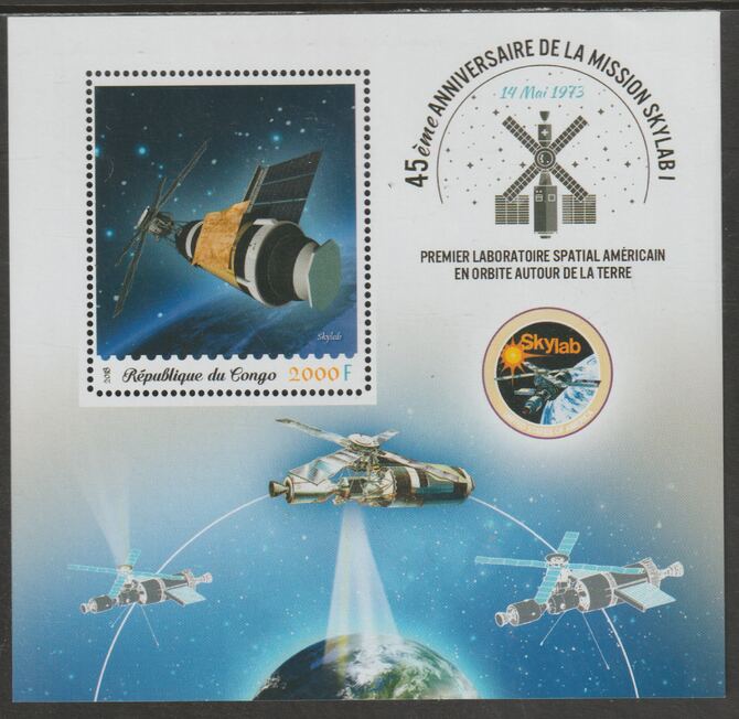 Congo 2018 Space - Skylab #2 perf sheet containing one value unmounted mint, stamps on , stamps on  stamps on space, stamps on  stamps on skylab