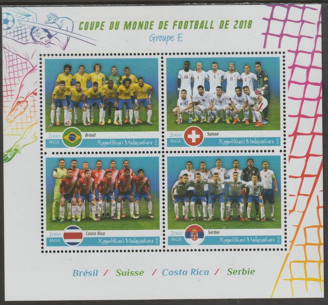 Madagascar 2018 Football World Cup - Group E perf sheet containing four values unmounted mint, stamps on , stamps on  stamps on football