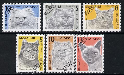 Bulgaria 1989 Cats cto used set of 6, Mi 3808-13*, stamps on animals   cats