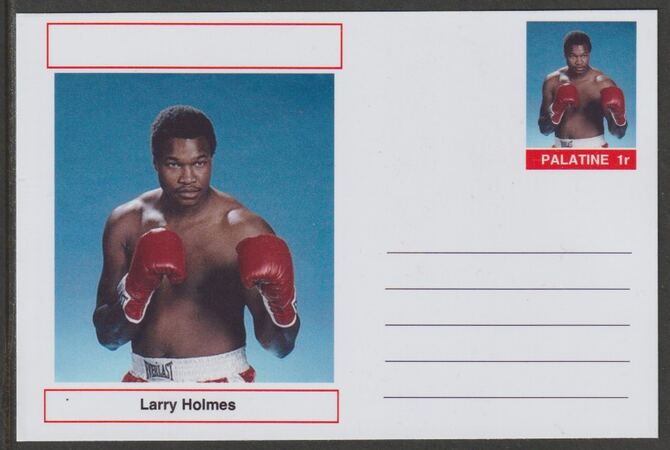 Palatine (Fantasy) Personalities - Larry Holmes (boxing) postal stationery card unused and fine, stamps on , stamps on  stamps on personalities, stamps on  stamps on sport, stamps on  stamps on boxing