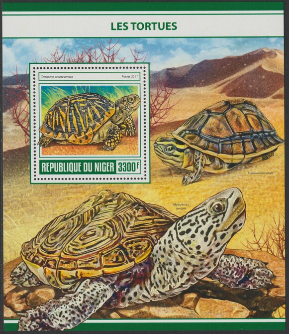 Niger Republic 2017 Turtles perf souvenir sheet containing one value unmounted mint, stamps on turtles