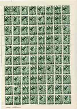 Australia 1950 Queen Elizabeth 1.5d green in complete double pane sheet of 160, SG 236 (few split perfs) unmounted mint, stamps on 