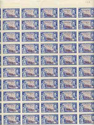 Southern Rhodesia 1937 KG6 Coronation 3d complete folded sheet of 60 superb u/m SG 38, stamps on , stamps on  kg6 , stamps on waterfalls, stamps on railways, stamps on 