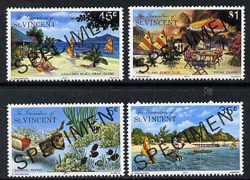 St Vincent - Grenadines 1977 Prune Island set of 4 optd Specimen unmounted mint, as SG 100-103, stamps on tourism, stamps on scuba, stamps on marine life, stamps on 