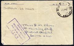 Australia 1945 Military censor cover (unstamped marked NSA) FPO 25 cancel (Darwin), stamps on , stamps on darwin