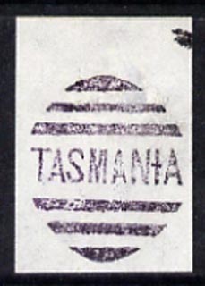 Tasmania fine strike of Tasmania between bars cancellation forgery by Francois Fournier, stamps on 