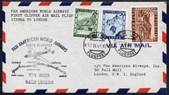 Austria 1946 First Clipper Flight cover (illustrated with Route cachet) from Vienna to London, stamps on 