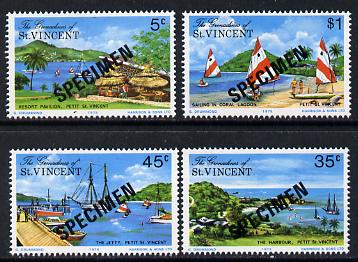 St Vincent - Grenadines 1975 Petit St Vincent set of 4 optd Specimen unmounted mint, as SG 66-69, stamps on tourism, stamps on ships, stamps on coral