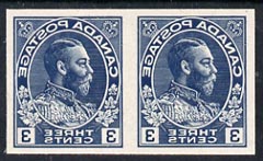 Canada 1928 KG5 3c Admiral design slightly enlarged and reversed in blue horiz pair on thin card, imperf Printing trial essay for the Victory-Kidder machine, some creasing & wrinkles (ex ABNCo archives), stamps on , stamps on  kg5 , stamps on 