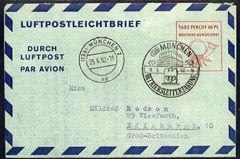 Aerogramme - Germany - West 1952 Air letter to UK with Munich cancel, stamps on 