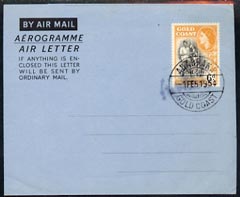 Aerogramme - Gold Coast 1954 6d Aerogramme unaddressed but cancelled ADABBAKA, stamps on 