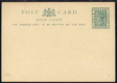 Gold Coast 1891 1/2d green postal stationery postcard unused and fine, stamps on , stamps on  stamps on gold coast 1891 1/2d green postal stationery postcard unused and fine