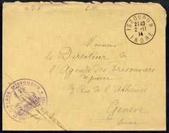 Hungary 1914 Red Cross cover Issoudun to Geneva, stamps on 