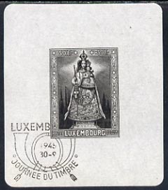 Luxembourg 1945 Our Lady of Luxembourg imperf m/sheet with first day cancel, SG MS468a, stamps on 