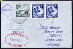 Nauru used in Sydney (New South Wales) 1968 Paquebot cover to England carried on SS Arcadia with various paquebot and ships cachets, stamps on paquebot