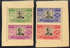 Nicaragua 1938 75th Anniversary of Postal Administration set of 4 each imperf on 2 sides, SG99e-h , stamps on 